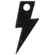 25 mm acrylic lightning bolt pendant - Black glitter x1