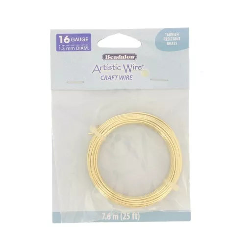 Artistic Wire 1.3 mm anti-tarnish brass wire x7.6m