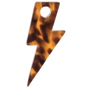 Lightning bolt pendant 25 mm in acetate - Terrazzo Brown - Black x1|raw }}