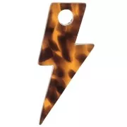 Lightning bolt pendant 25 mm in acetate - Terrazzo Brown - Black x1