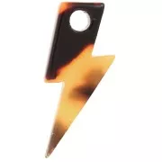 Lightning bolt pendant 25 mm acetate - Tortoiseshell - Brown - Black x1