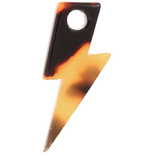 Lightning bolt pendant 25 mm acetate - Tortoiseshell - Brown - Black x1