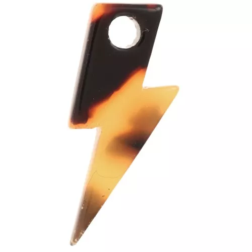 Lightning bolt pendant 25 mm acetate - Tortoiseshell - Brown - Black x1
