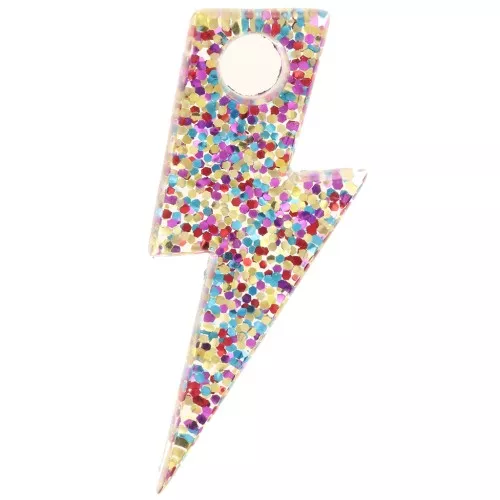 25 mm acrylic lightning bolt pendant - Multicolored glitter x1