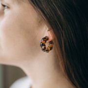 28mm Acetate Twisted Hoop Earrings - Mottled Light Brown - Brown x2