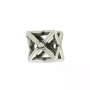 Polygon 3D hollow 10 mm old silver tone x1