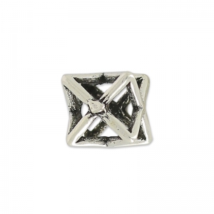 Polygon 3D hollow 10 mm old silver tone x1