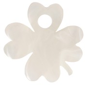 19mm Clover charm in acetate - Marbled Ivory x1