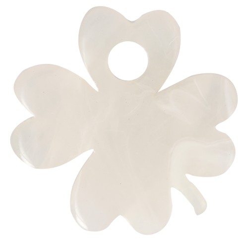 19mm Clover charm in acetate - Marbled Ivory x1