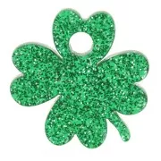 19mm acrylic clover charm - Dark green glitter x1