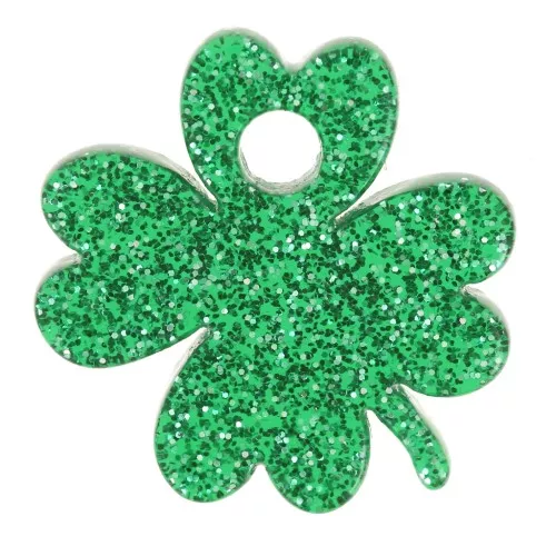 19mm acrylic clover charm - Dark green glitter x1
