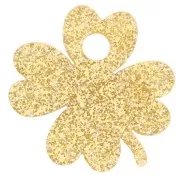 19mm acrylic clover charm - Gold glitter x1
