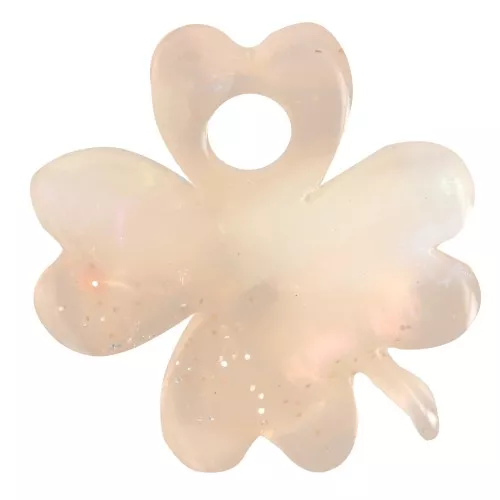19mm acetate Clover charm - Marbled Peach pearly glitter x1