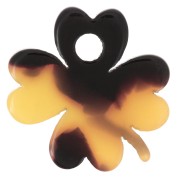 19mm acetate Clover charm - Tortoiseshell - Brown - Black x1