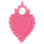 19.5x13mm acetate ex-voto Heart charm - Pink x1|raw }}