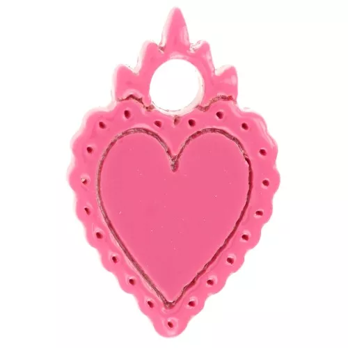 19.5x13mm acetate ex-voto Heart charm - Pink x1