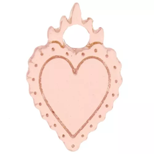 19.5x13mm acetate ex-voto Heart charm - Nude x1