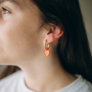 19.5x13mm Acrylic Heart Charm - Old Rose Glitter x1