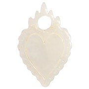 19.5x13mm Heart charm ex-voto in acetate - Marbled ivory x1|raw }}