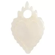 19.5x13mm Heart charm ex-voto in acetate - Marbled ivory x1