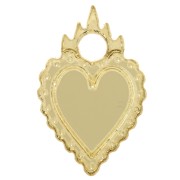19.5x13mm Heart charm ex-voto in plexiglass - Mirror effect - Gold x1