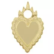19.5x13mm Heart charm ex-voto in plexiglass - Mirror effect - Gold x1