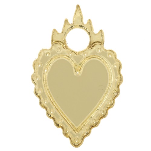 19.5x13mm Heart charm ex-voto in plexiglass - Mirror effect - Gold x1