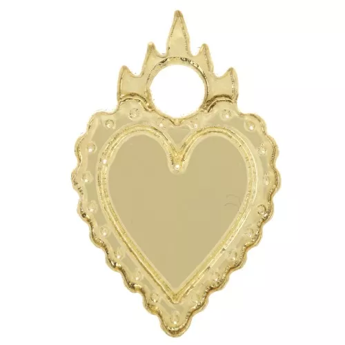 19.5x13mm Heart charm ex-voto in plexiglass - Mirror effect - Gold x1