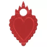 19.5x13mm Heart charm ex-voto in plexiglass - Mirror effect - Red x1