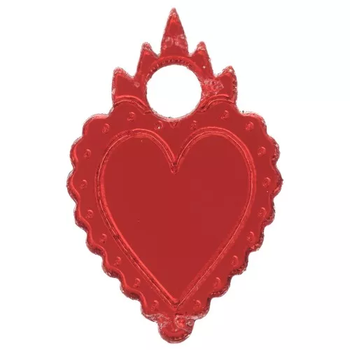 19.5x13mm Heart charm ex-voto in plexiglass - Mirror effect - Red x1