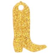 20x13 mm acrylic Santiag cowboy boot charm - Dark yellow glitter x1