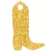 20x13 mm acrylic Santiag cowboy boot charm - Dark yellow glitter x1