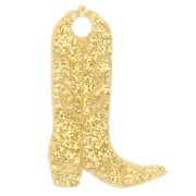 Santiag cowboy boot 20x13 mm acrylic charm - Gold glitter x1