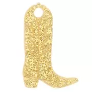 Santiag cowboy boot 20x13 mm acrylic charm - Gold glitter x1