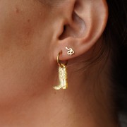 Santiag cowboy boot charm 20x13 mm acetate - Cream marble x1