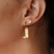 Santiag cowboy boot charm 20x13 mm in plexiglass - Mirror effect - Gold x1