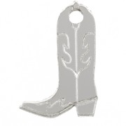 Santiag cowboy boot charm 20x13 mm in plexiglass - Mirror effect - Silver x1|raw }}