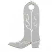 Santiag cowboy boot charm 20x13 mm in plexiglass - Mirror effect - Silver x1