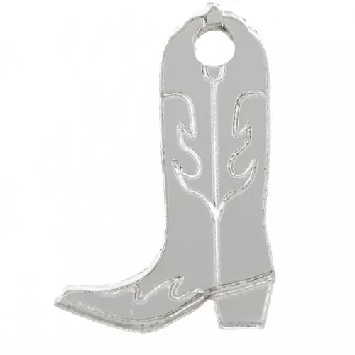 Santiag cowboy boot charm 20x13 mm in plexiglass - Mirror effect - Silver x1