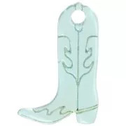 Santiag cowboy boot charm 20x13 mm in transparent acetate - Blue x1