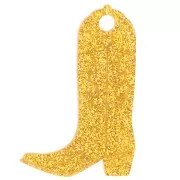 Santiag cowboy boot 35x23 mm acrylic pendant - Dark yellow glitter x1