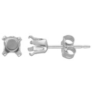 Earstuds for cabochon 4 mm - 925 Sterling Silver x4