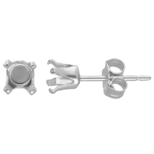 Earstuds for cabochon 4 mm - 925 Sterling Silver x4