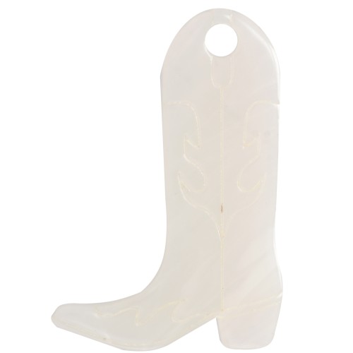 Santiag cowboy boot pendant 35x23 mm acetate - Cream marble x1