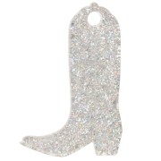 Santiag cowboy boot pendant 35x23 mm acrylic - Silver glitter AB x1|raw }}