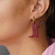 Santiag cowboy boot pendant 35x23 mm acrylic - Silver glitter AB x1