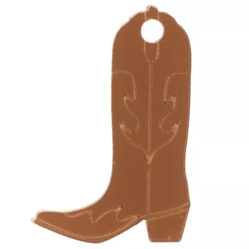 Santiag cowboy boot pendant 35x23 mm in plexiglass - Mirror effect - Brown x1