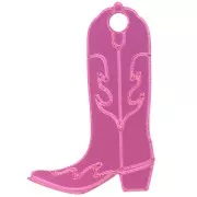 Santiag cowboy boot pendant 35x23 mm in plexiglass - Mirror effect - Fuschia