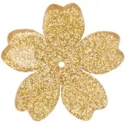 25mm acrylic flower pendant - Gold glitter x1