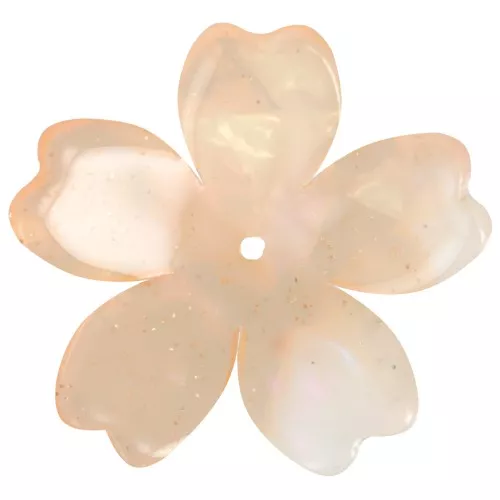 25 mm acetate flower pendant - Marbled Peach pearly glitter x1